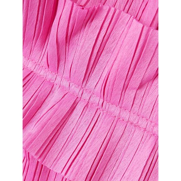 Aje Palladium Ruffled Strapless Ruffled Pleated Gauze Pink Mini Dress Size 12 - Picture 3 of 14